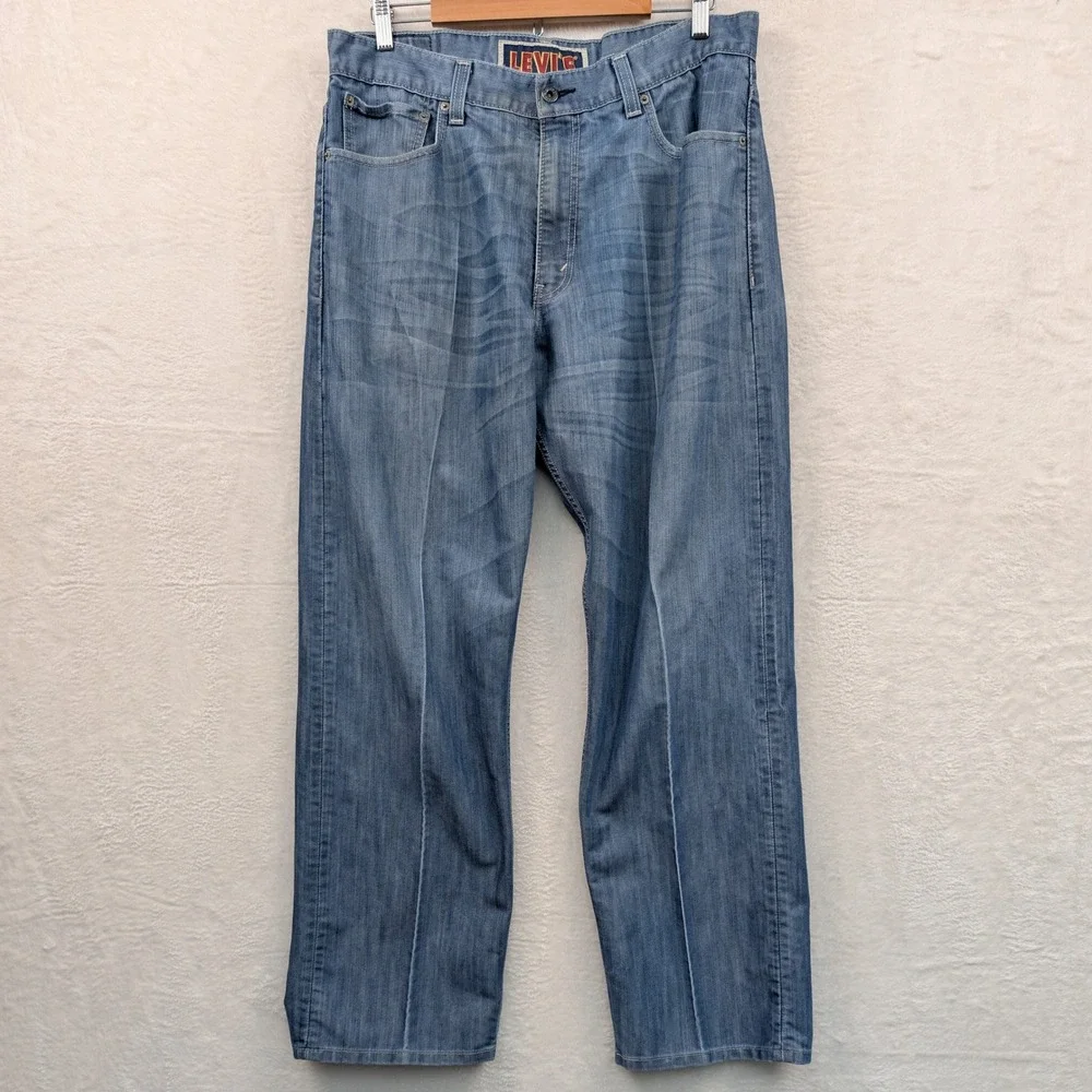 VTG Levi's 569 Loose Straight Jeans Men's 38x32 Light Wash Blue Baggy Skater Y2K